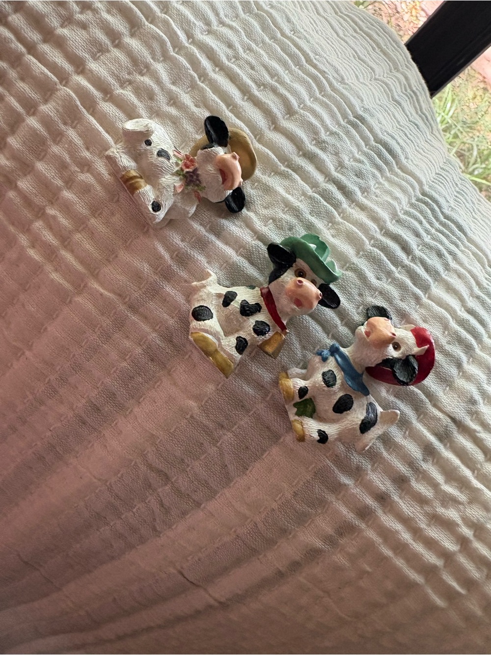 Cute Cow Figurine Set - White with Black Spots
